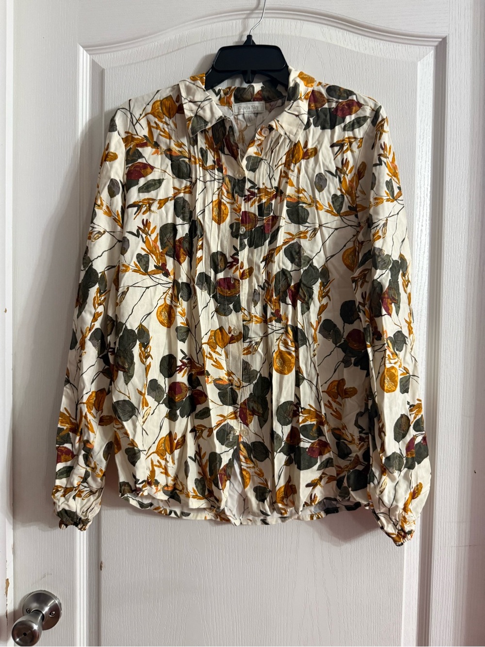 Olivia Sky Women’s Leaf Fall Button Up Sz L. SP-64
